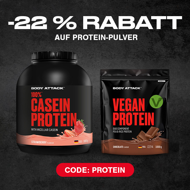 Casein Protein Dose und Vegan Protein Beutel bis zu 22 % günstiger